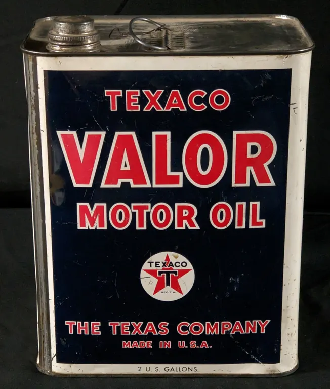 2 GAL CAN TEXACO VALOR MOTOR OIL THE TEXAS COMPANY