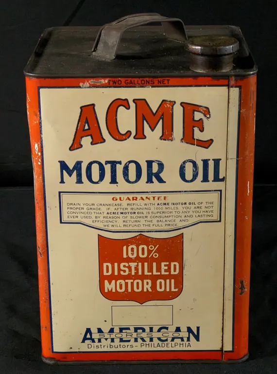 2 GAL CAN ACME MOTOR OIL AMERICAN STORES CO PHILADELPHIA PENNSYLVANIA