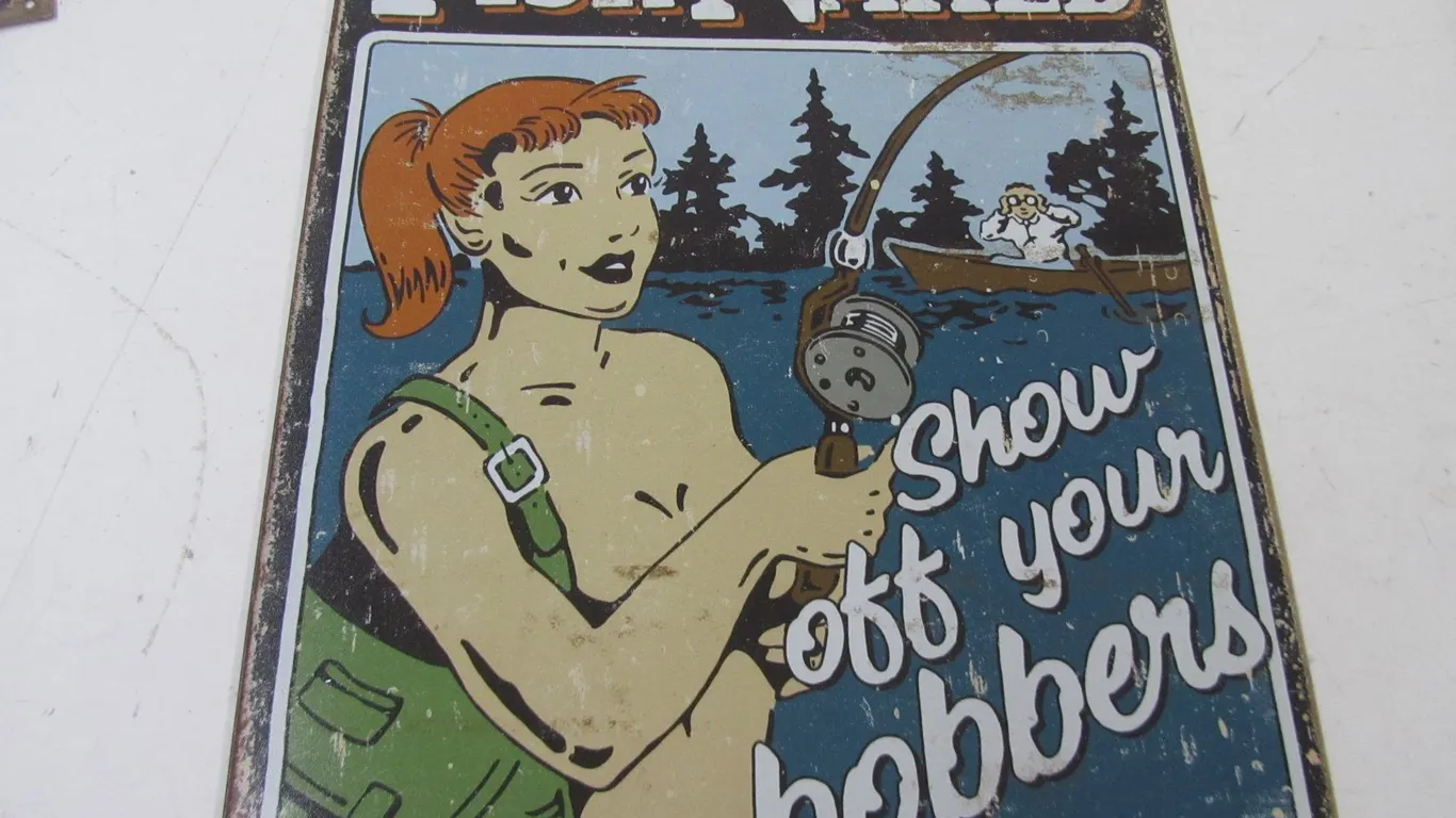 Metal Fish Naked Novelty Sign