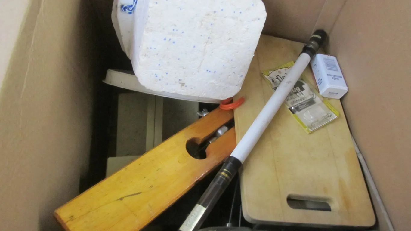 Box Full Of Assorted Fishing Supplies And More
