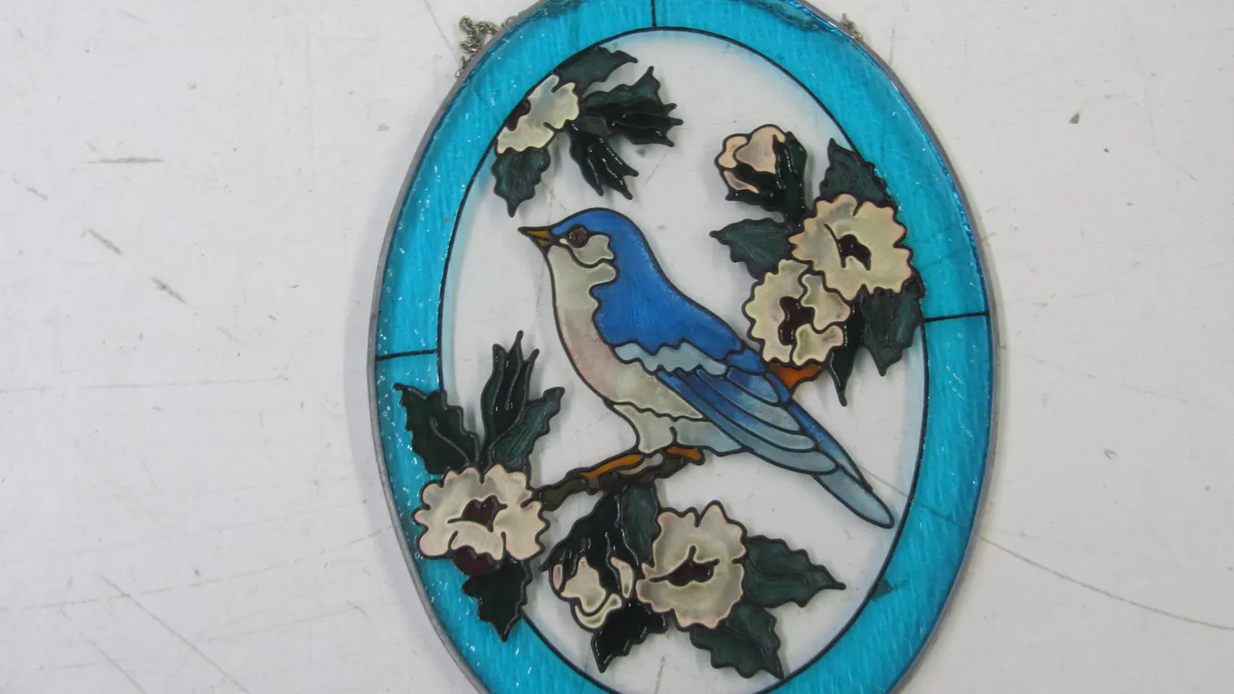 Stained Glass Blue Bird Wall Hanging