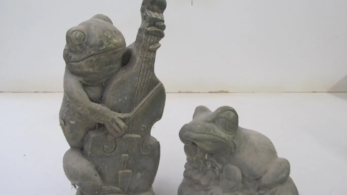 (2) Frog Cement Garden Ornaments