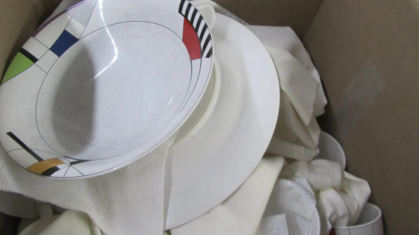 Box Full Of Assorted Dishware
