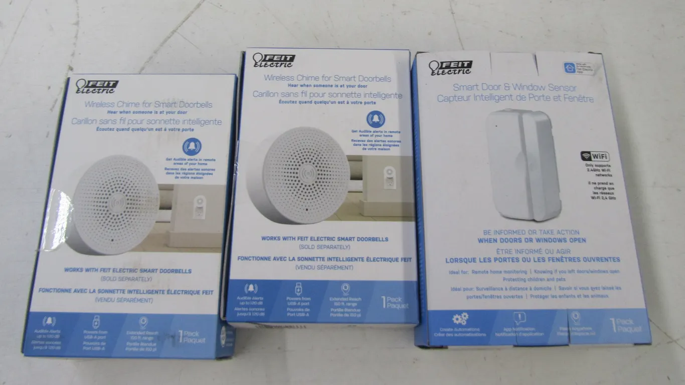 (2) Wireless Chimes For Smart Doorbells And (1) Smart Door & Window Sensor