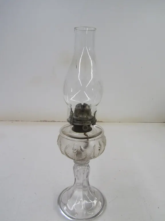 Glass Oil Lamp w/Shade