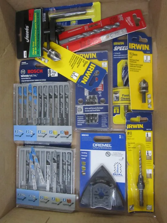 Flat Of Assorted Drill Bits And Saw Blades