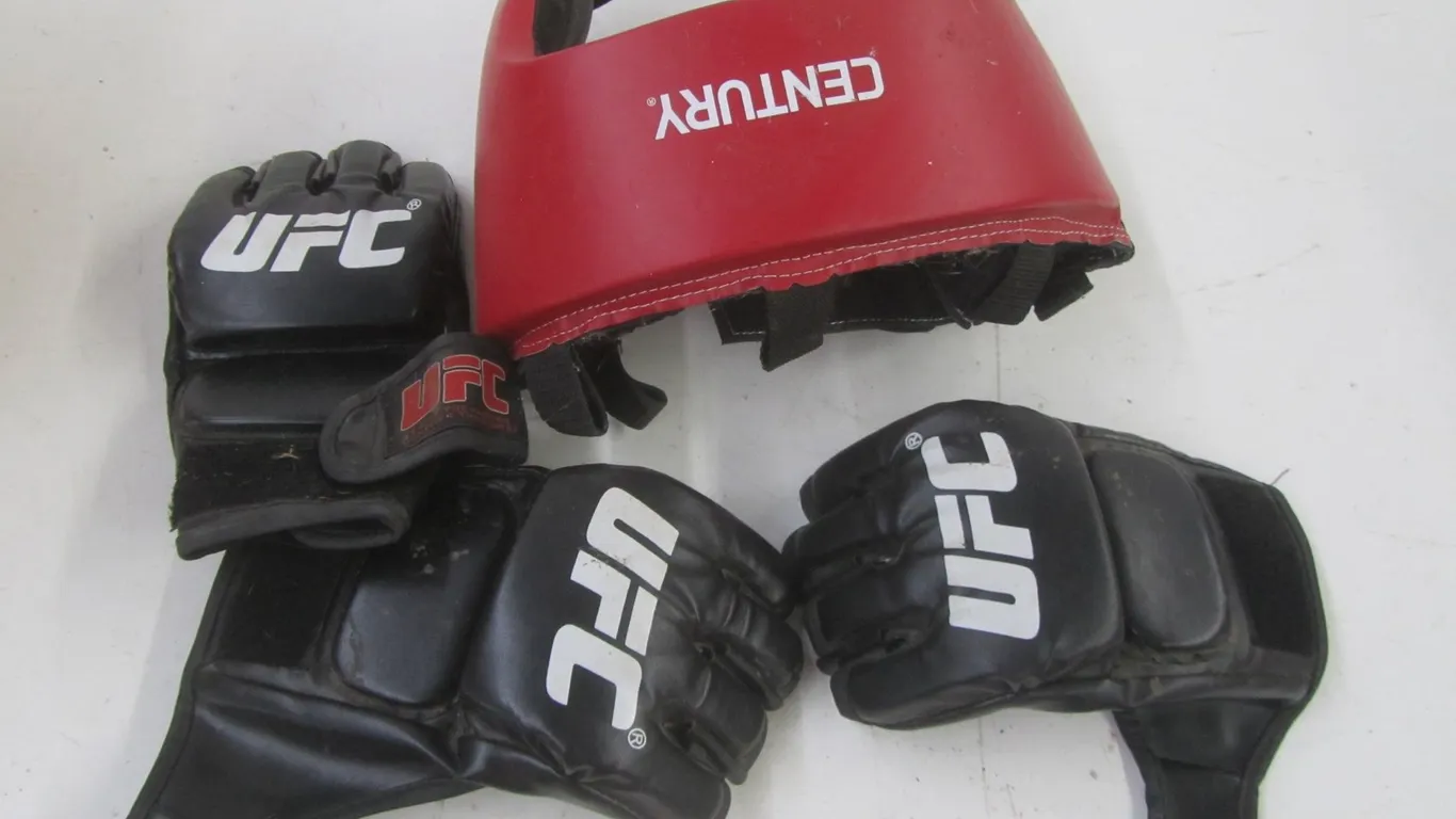 Century Boxing Helmet And (3) UFC Fighting Gloves