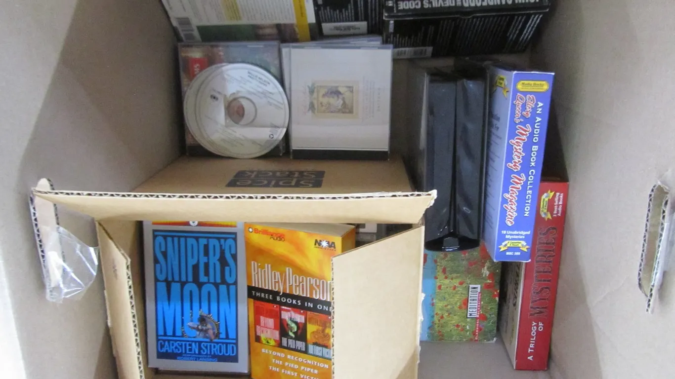 Box Full Of Assorted Audio Books