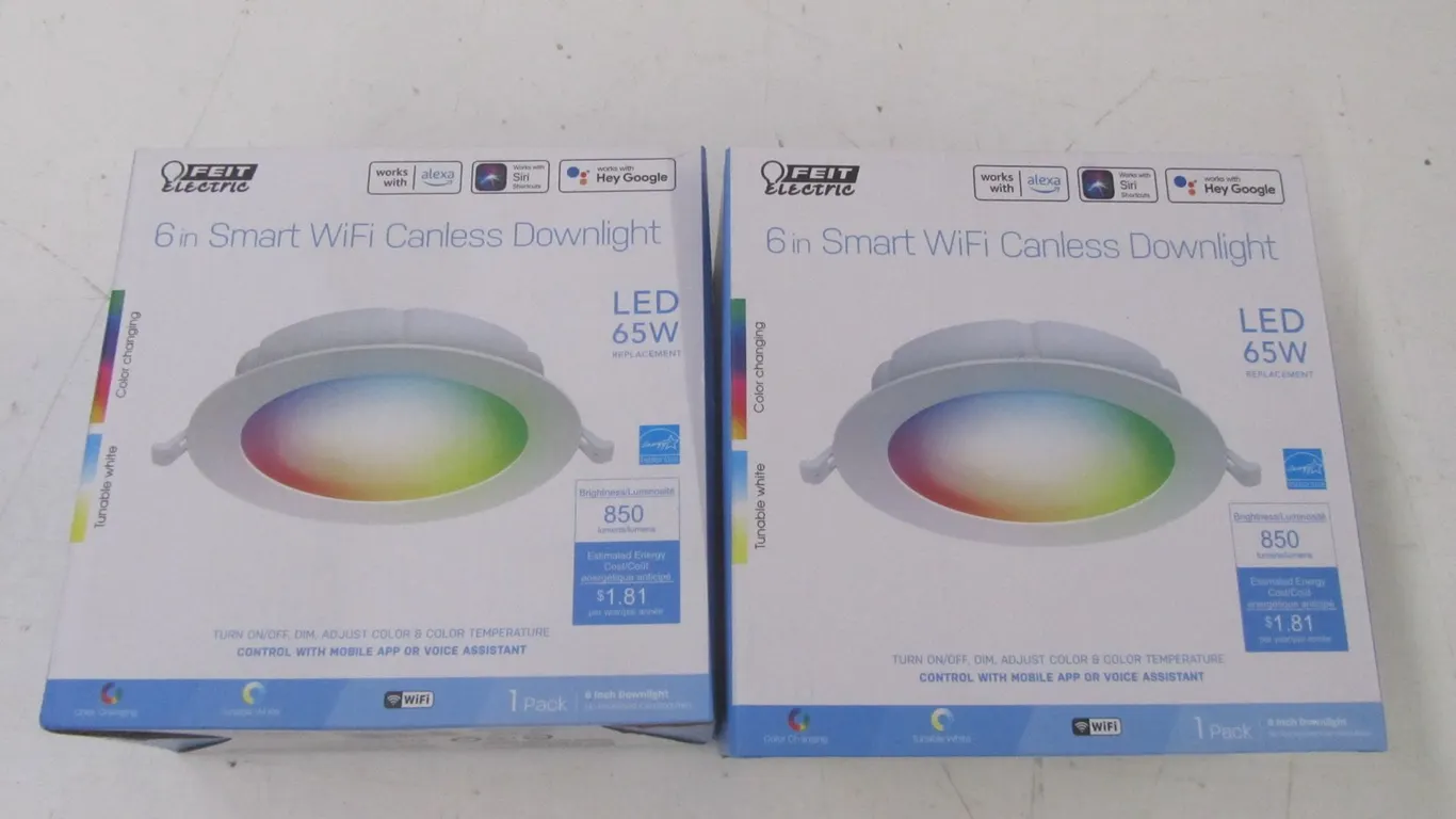 (2) Feit 6" Smart WIFI Canless Downlights