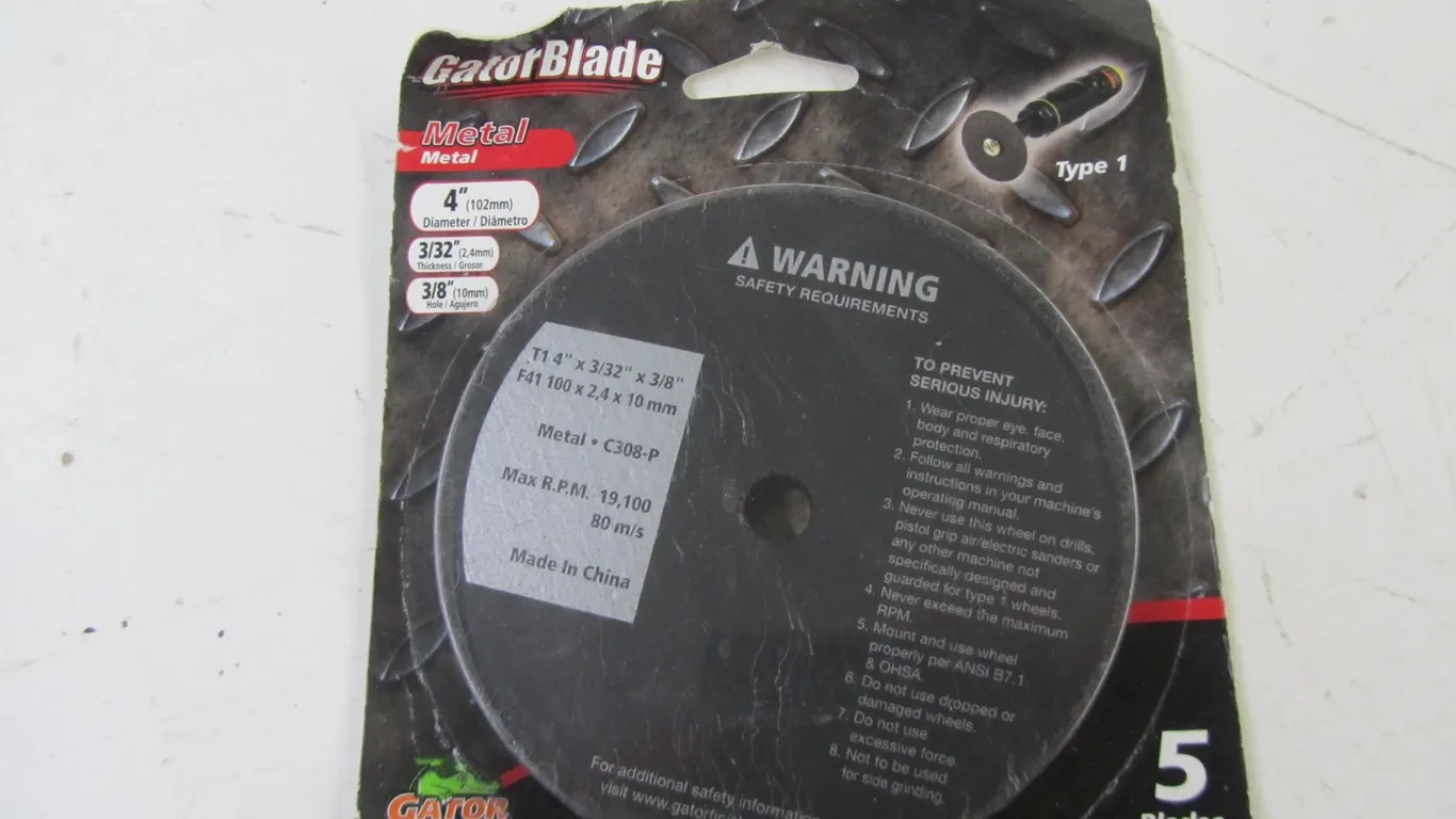 (5) Gatorblade 4" Metal Cut Off Wheels