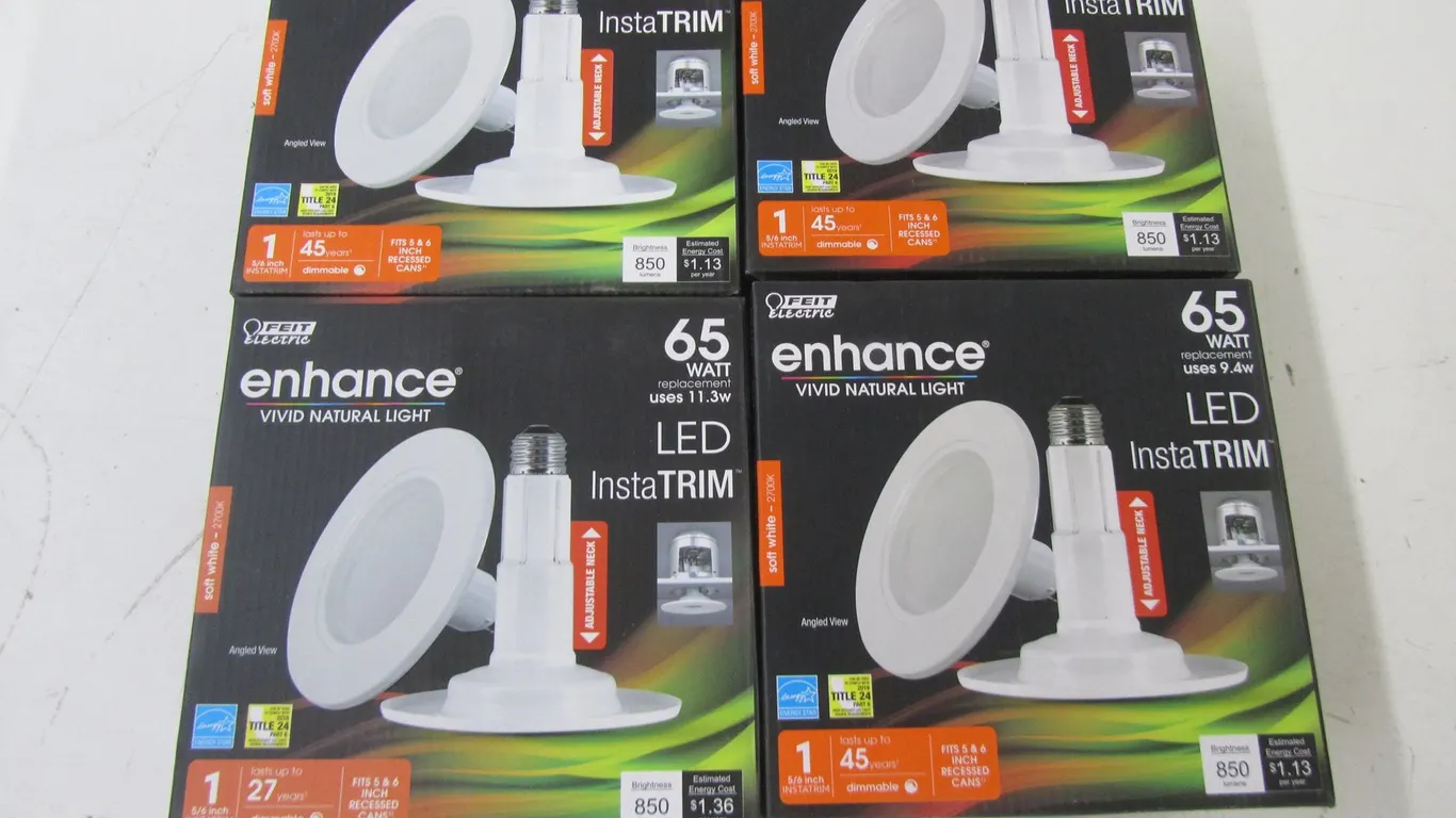 (4) Feit Enhance 65W Replacement LED 5/6 Inch InstaTrim Lights