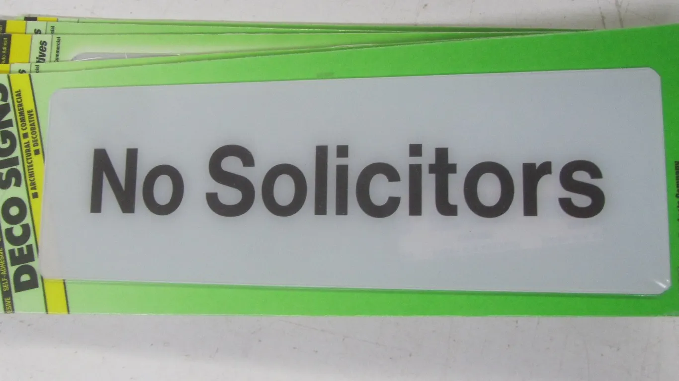 (5) "No Solicitors" Deco Signs