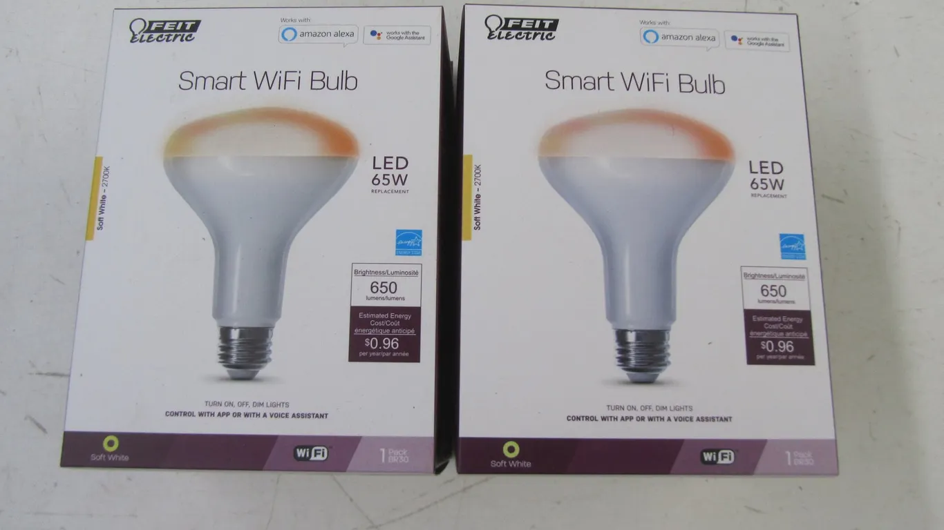 (2) Feit LED 65W Replacement Smart Wi-Fi Bulbs