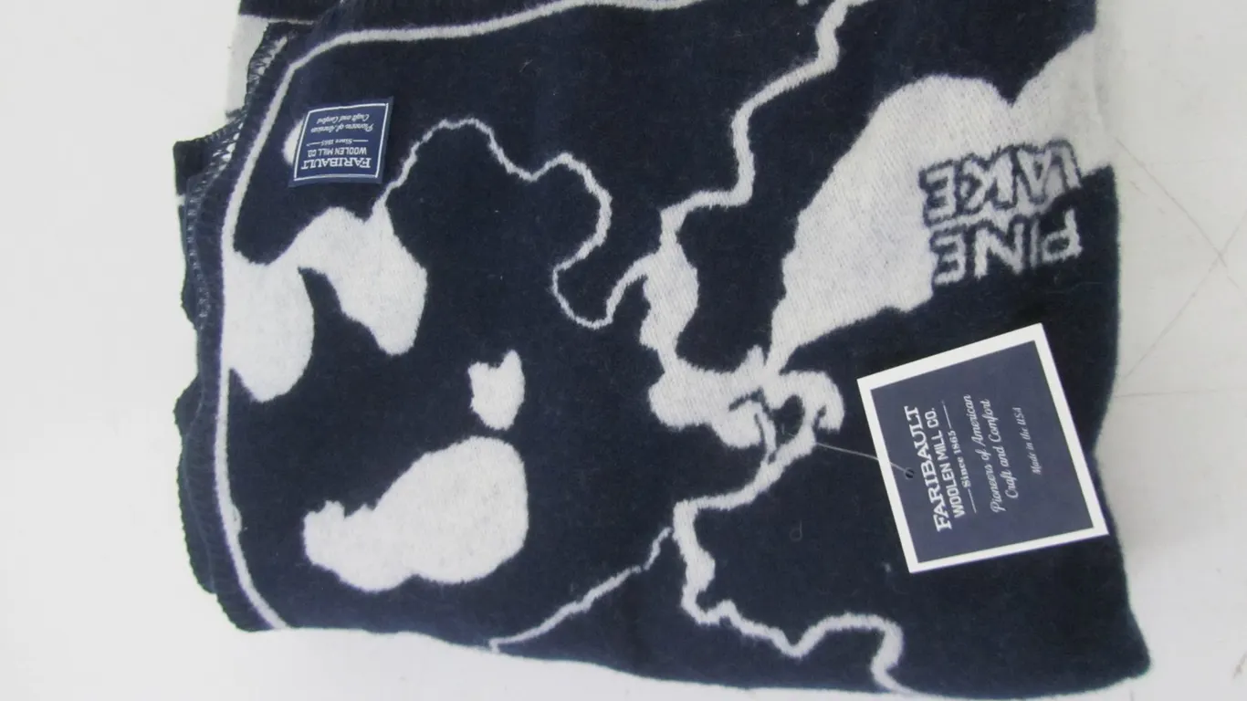Faribault Woolen Mill Co. Whitefish Chain Lake Map Throw Blanket