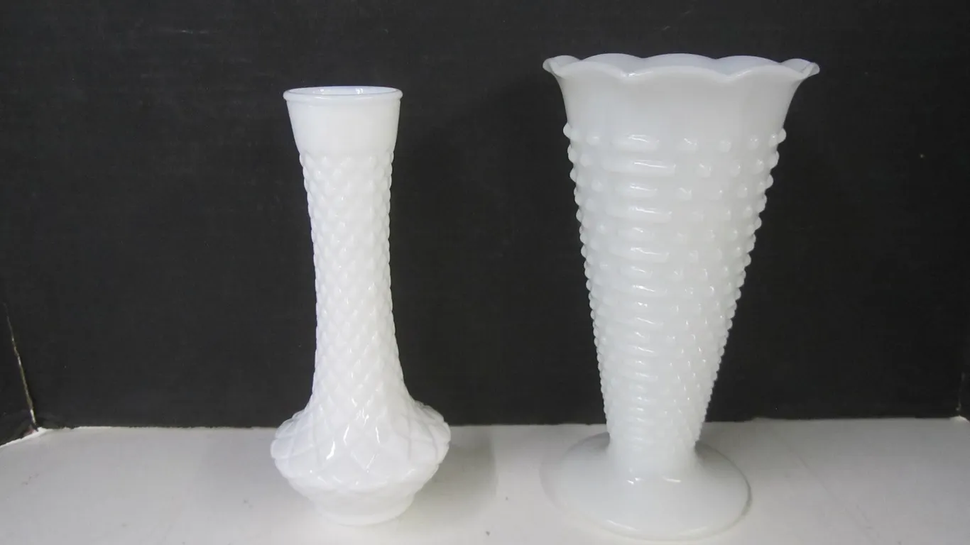 (2) Milk Glass Vases