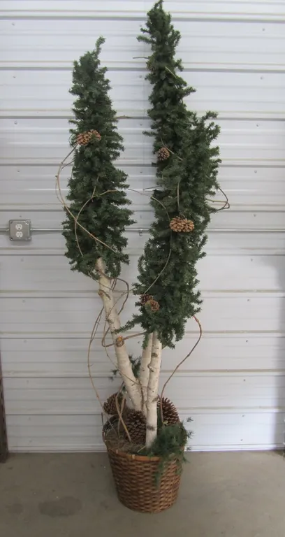 Artificial Birch Tree w/Pine Cones