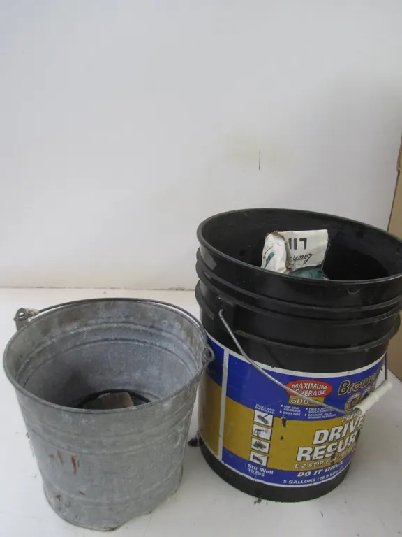 Lime Sweet Soil Plant, Galvanized Bucket, And 5 Gallon Bucket