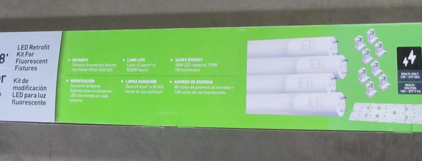 ETI 4' Or 8' LED Retrofit Kit For Fluorescent Fixtures