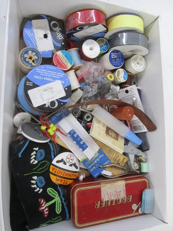 Flat Of Assorted Sewing Supplies