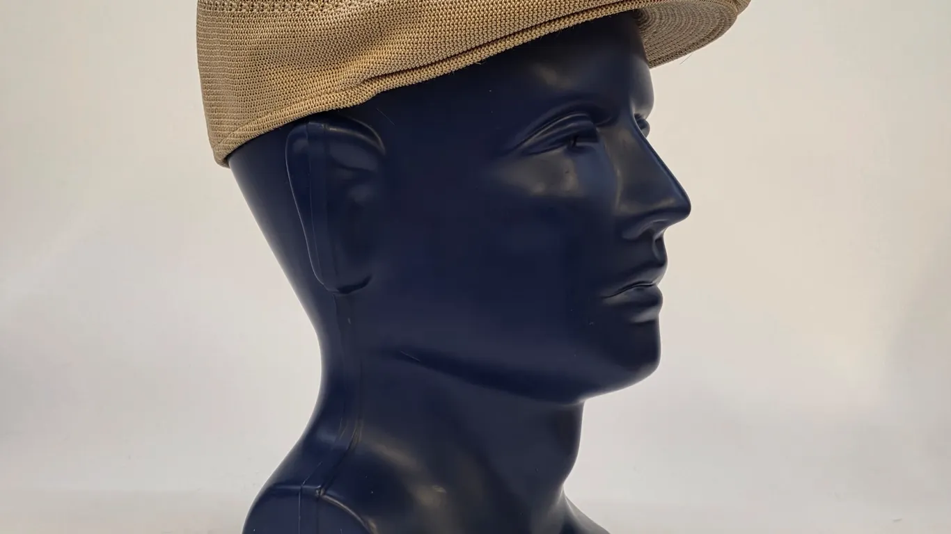 Mens Tan Knit Flat Cap Ivy Newsboy Hat Mesh Breathable Beige Made in Korea