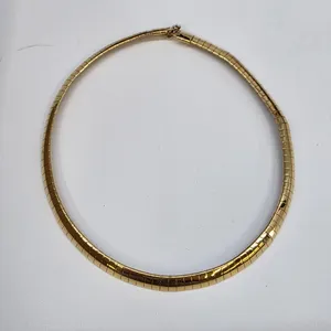 Gold Tone Omega Chain Collar Necklace Sleek Minimalist Statement Choker