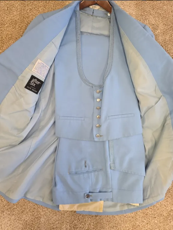 Mens Vintage Powder Blue 3 Piece Suit