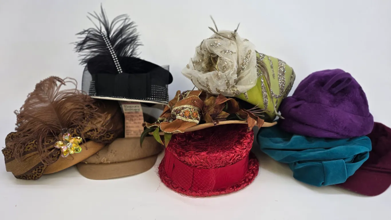 Vintage Style Ladies Hat Lot Pillbox Fascinator Wool Straw Velvet Rhinestone