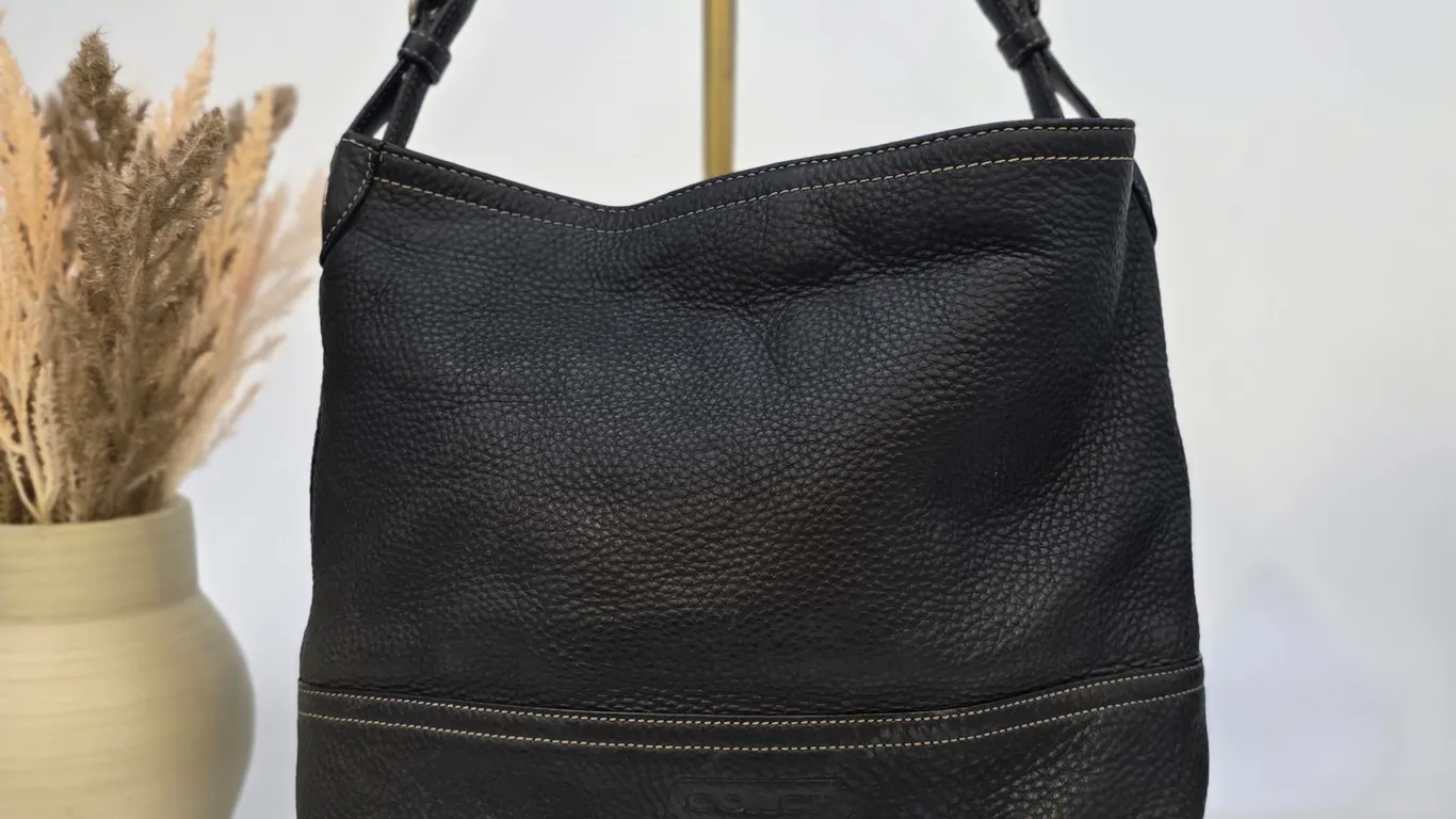 Coach Ergo Black Pebbled Leather Hobo Bag Shoulder Purse 5715
