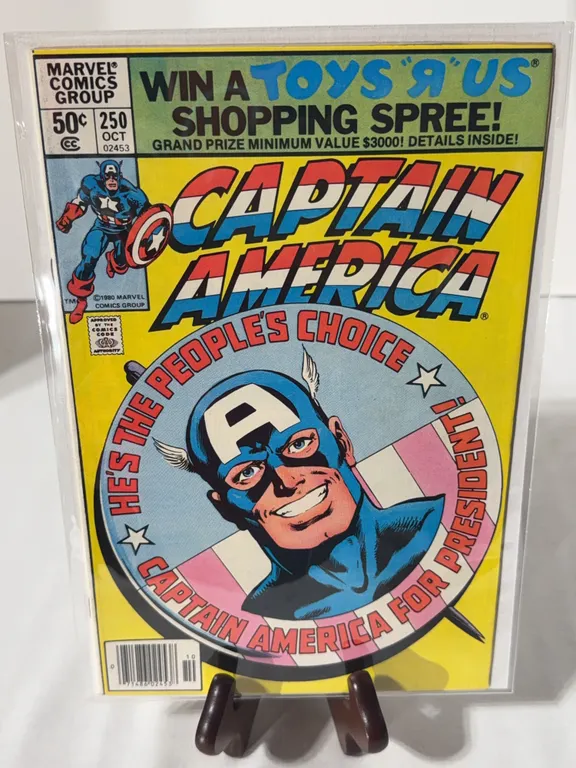 Captain America #250 , featuring the iconic "Captain America for President" cover art by John Byrne