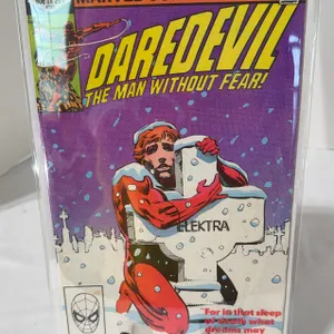Daredevil #182, Features an iconic cover showing Daredevil at Elektra's snowy gravestone.