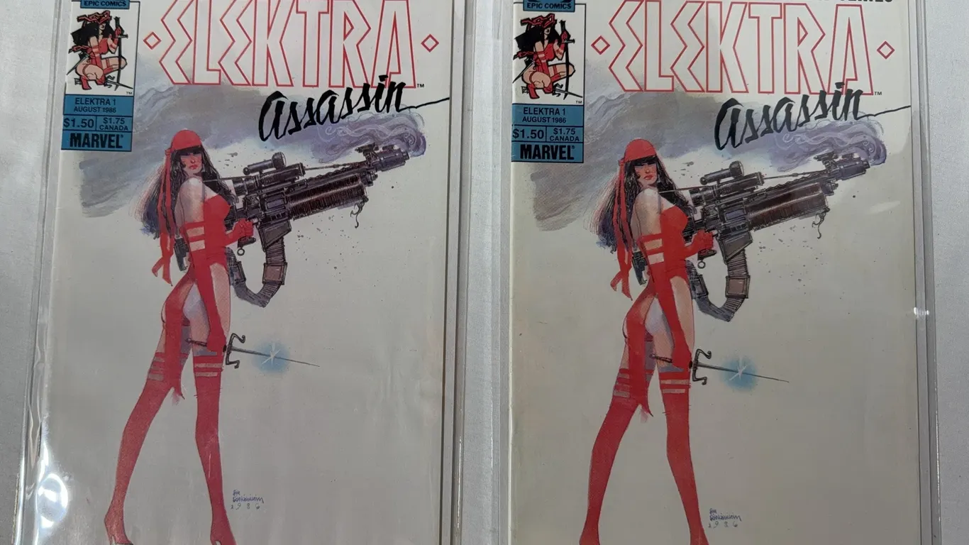2 copies of Elektra: Assassin #1, , created by writer Frank Miller and artist Bill Sienkiewicz.