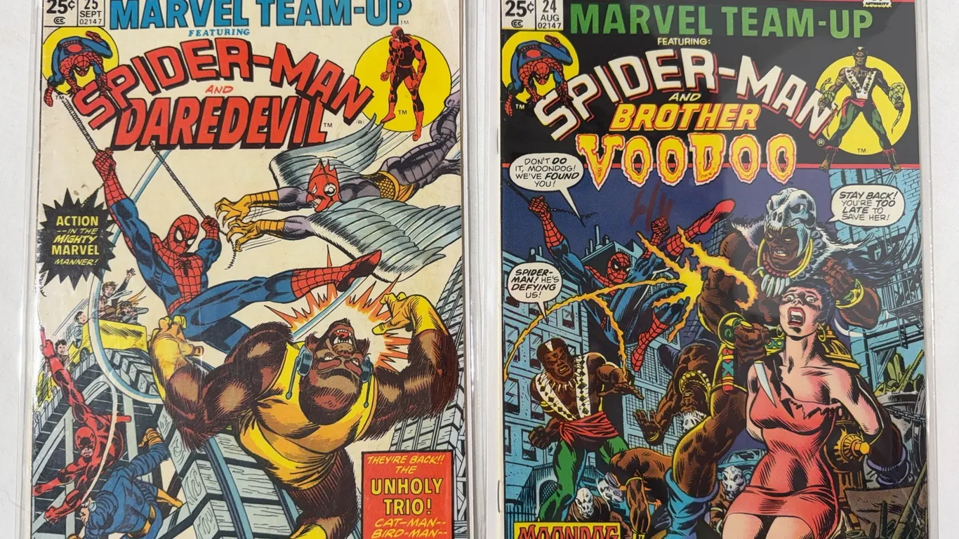 Pair of Marvel team ups #24 and #25 Featuring Spider-Man