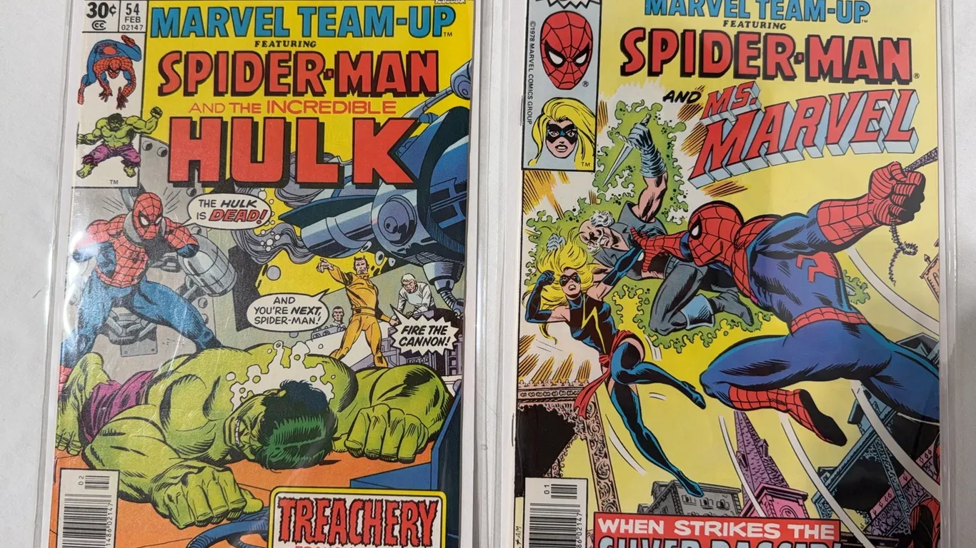 Pair of Spider-Man Marvel team ups. #54 and #77.