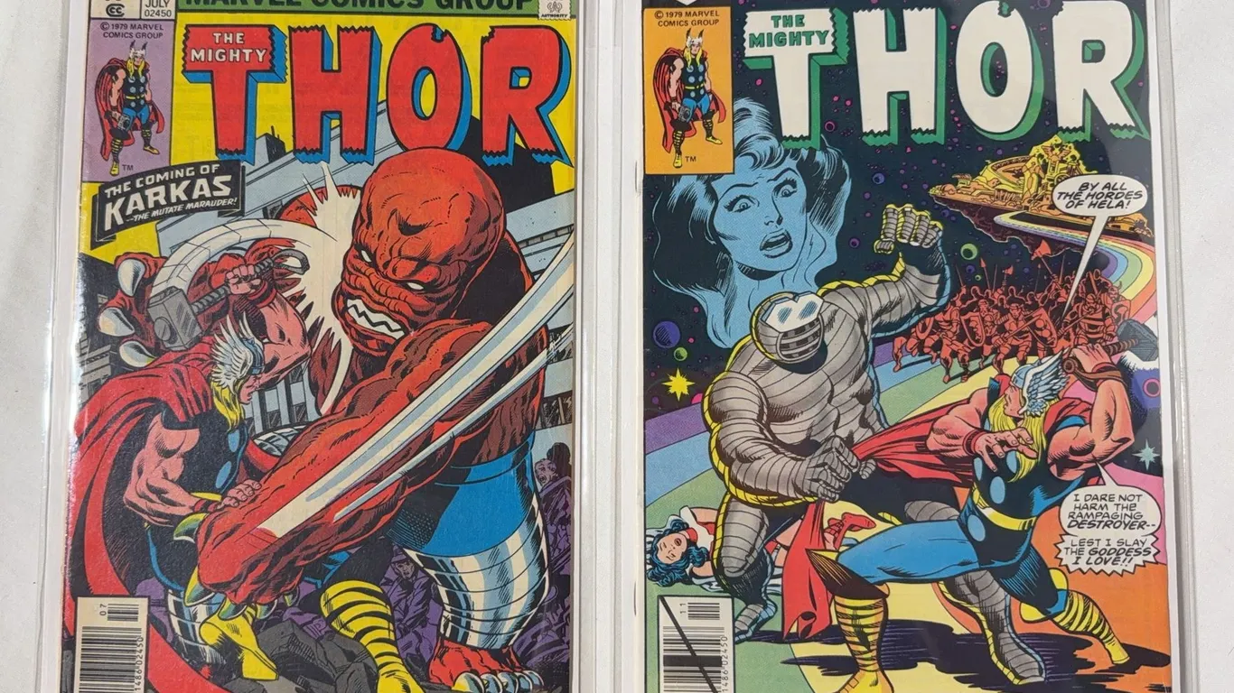 Lot of two vintage mighty Thor comics. The Mighty Thor #285 and 289