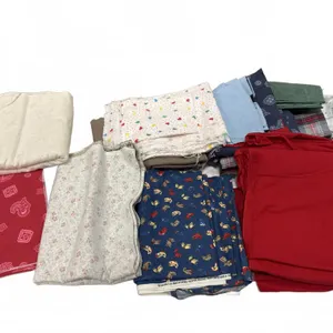 Red, Navy & Neutral Quilting Fabric Yardage Lot