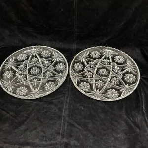 Clear Glass Plates with Starburst Pattern, 11 Inches