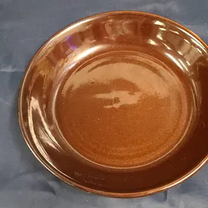Brown Glazed Stoneware Plate with Gettysburg Inscription