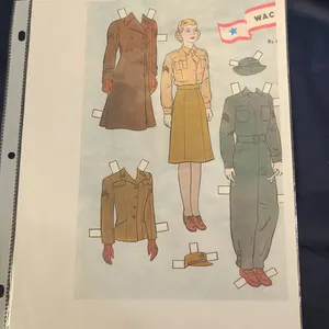 WWII Era WAC Paper Doll With Uniforms and Accessories