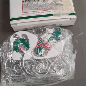 Oneida Holiday Sleigh Coasters Set of 6 with Original Box