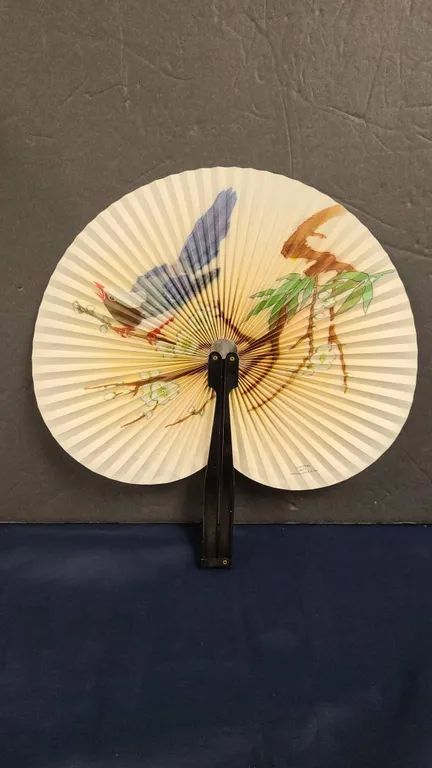 Chinese Hand Fan with Bird and Floral Motif, Made in China