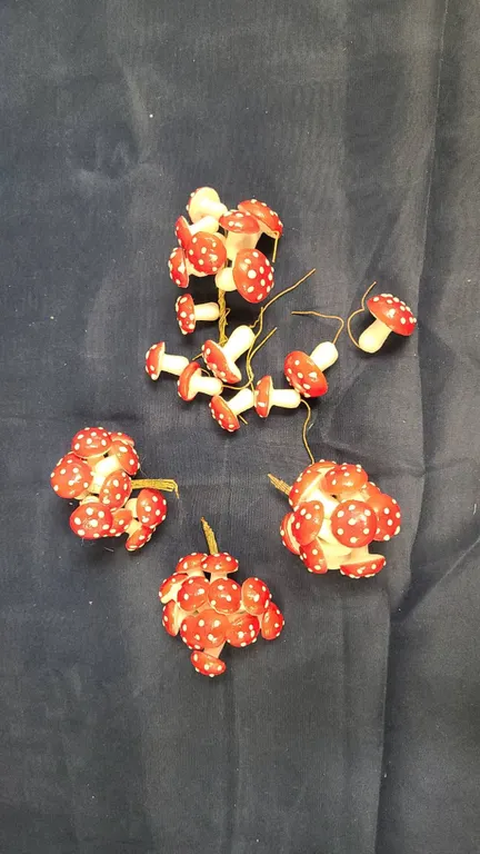 Red and White Spotted Mushroom Floral Picks Lot