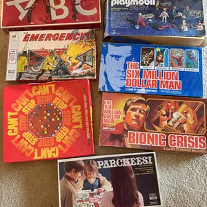 Vintage Board Game Lot - Parcheesi, Can't Stop, Emergency!, Bionic Crisis & More
