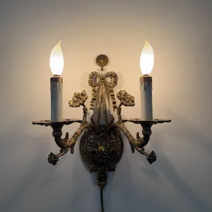 Ornate Gilt Brass Two-Arm Wall Sconce with Bow Motif, Wired