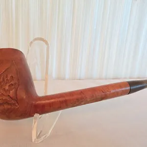 Vintage Carved Briar Tobacco Pipe with Eagle & Shield Motif