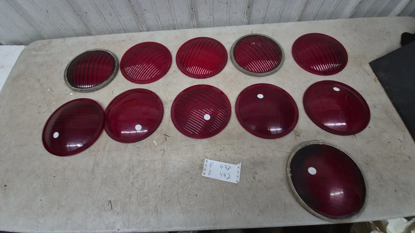 11 Vintage Red Glass Lenses: 1/2. Glass. 1/2 plastic. 8” diameter