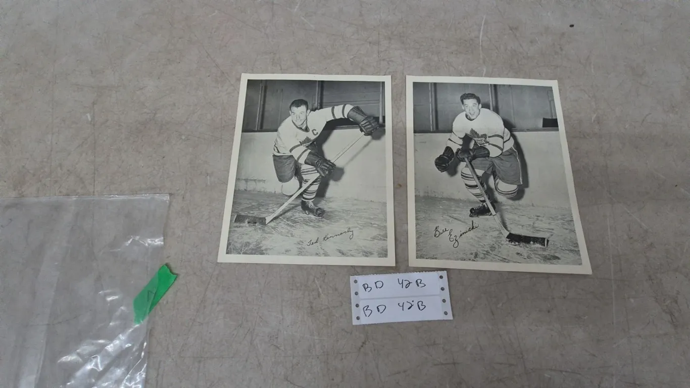 Vintage 1950s Quaker Oats Toronto Maple Leafs NHL Photo Lot: Ted Kennedy and Bill Ezimicki