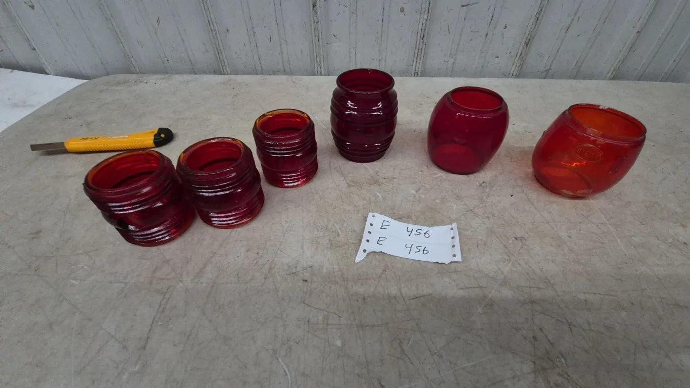 6 Assorted Red Glass Lantern Globes