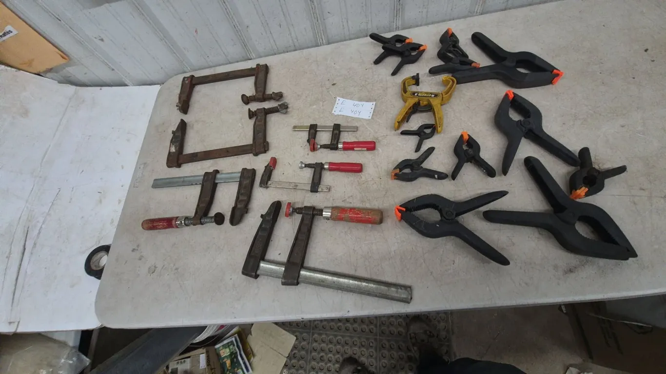 19 Assorted Clamps: Spring. And wood Clamps