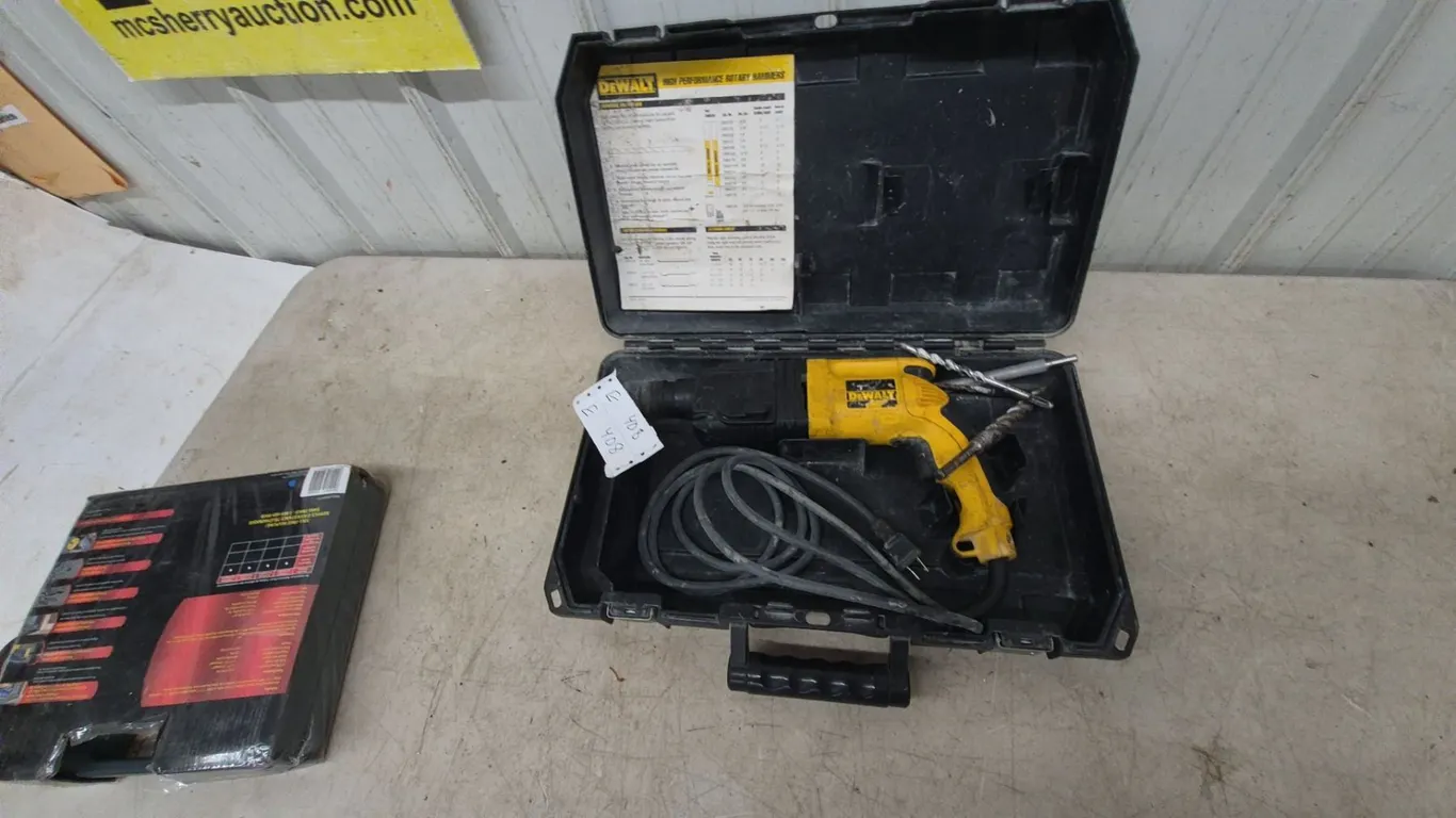 DeWalt High Performance Rotary Hammer, Case, Cord, and Drill Bits