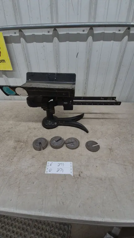 Vintage U.P.O. Postal Scale, and 4 Cast Iron Weights